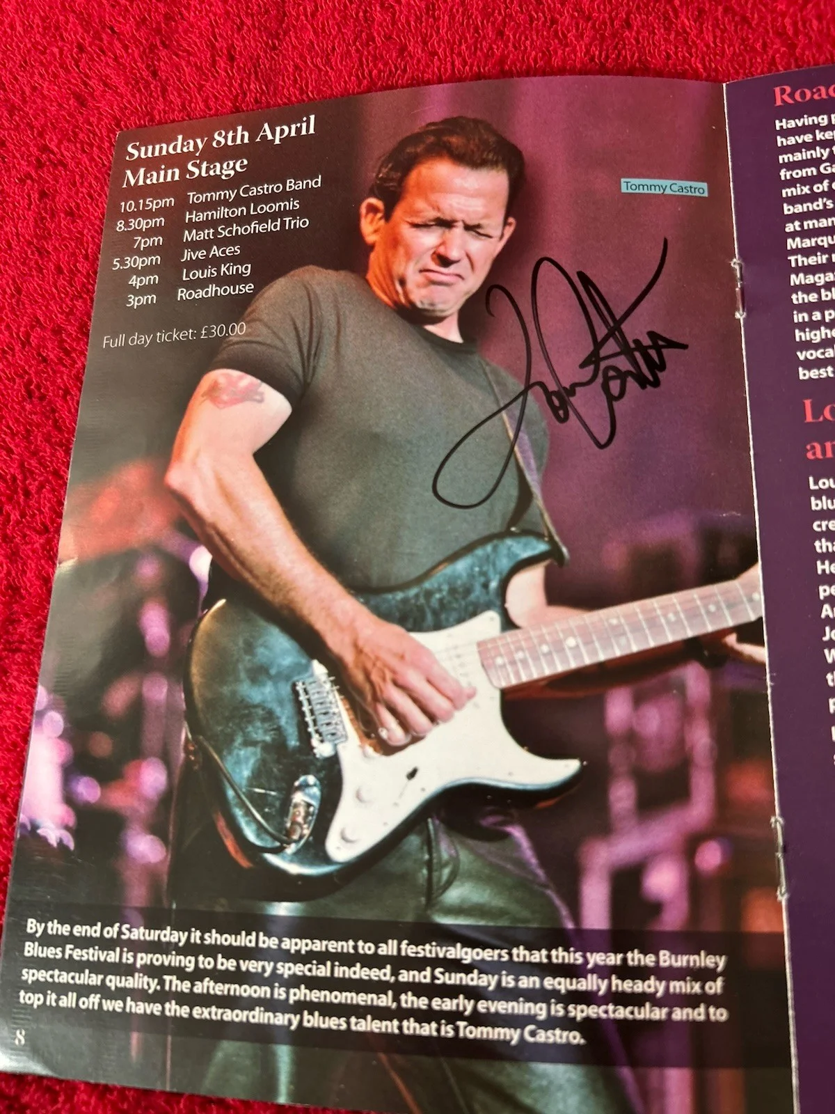 Signed Tommy Castro & Sugar Blue 2007 UK Burnley National Blues Festival program, изображение 3
