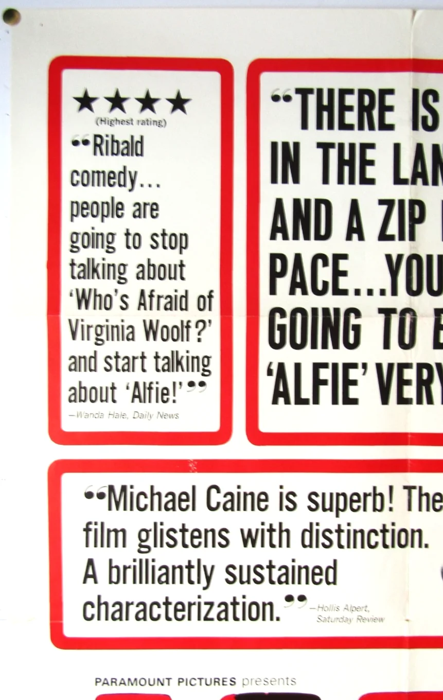 Original Alfie USA One Sheet Film Poster 1966 Michael Caine, изображение 2