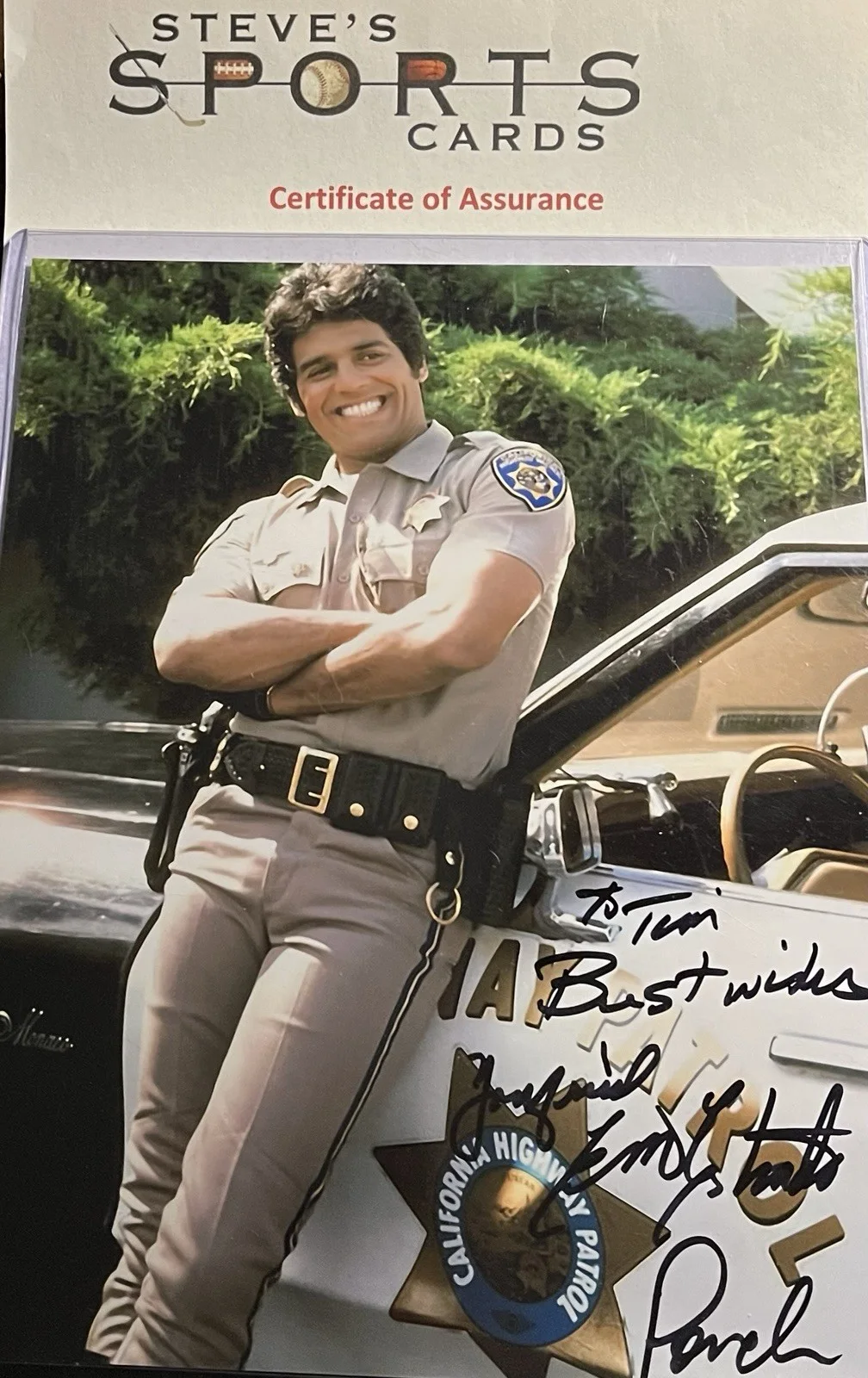 Erik Estrada — Erik Estrada aka Francis Poncharello CHIPS Signed 8x10 Photo w/ Top Loader & COA