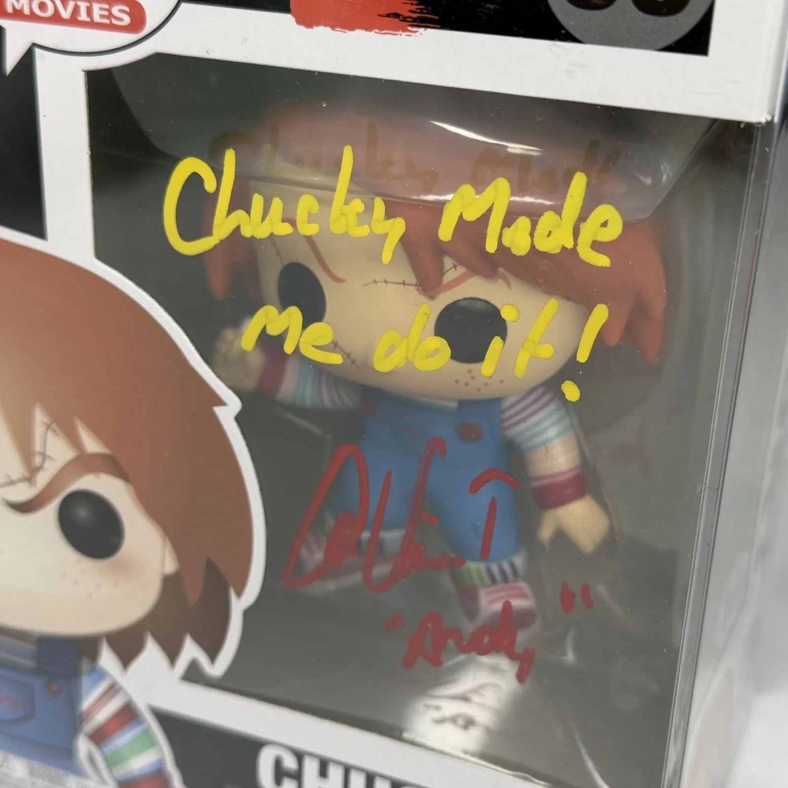 Funko Pop! Vinyl Chucky #56 Signed By Alex Vincent Andy "Chucky Made Me Do it!!", изображение 2