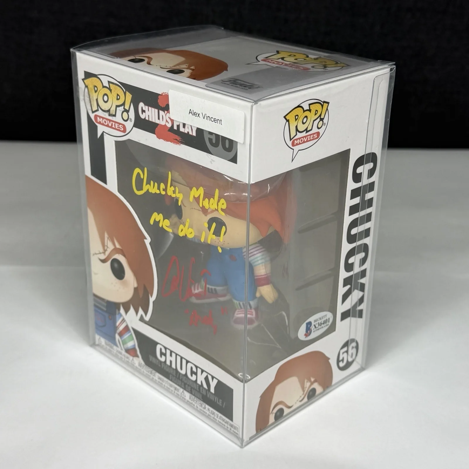 Funko Pop! Vinyl Chucky #56 Signed By Alex Vincent Andy "Chucky Made Me Do it!!", изображение 3