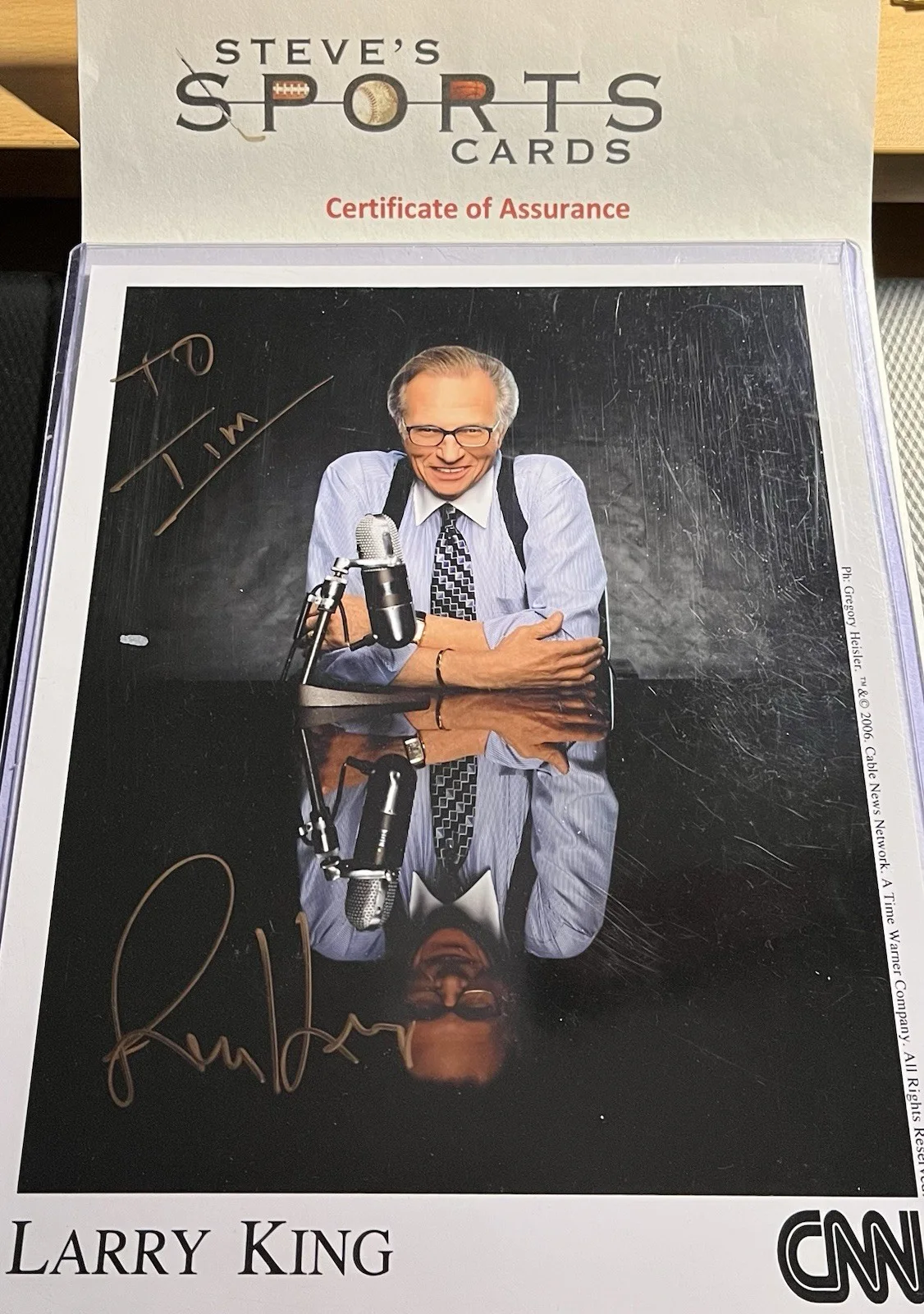 Larry King — Larry King Legendary News Personality CNN Signed 8x10 Photo w/ Top Loader & COA