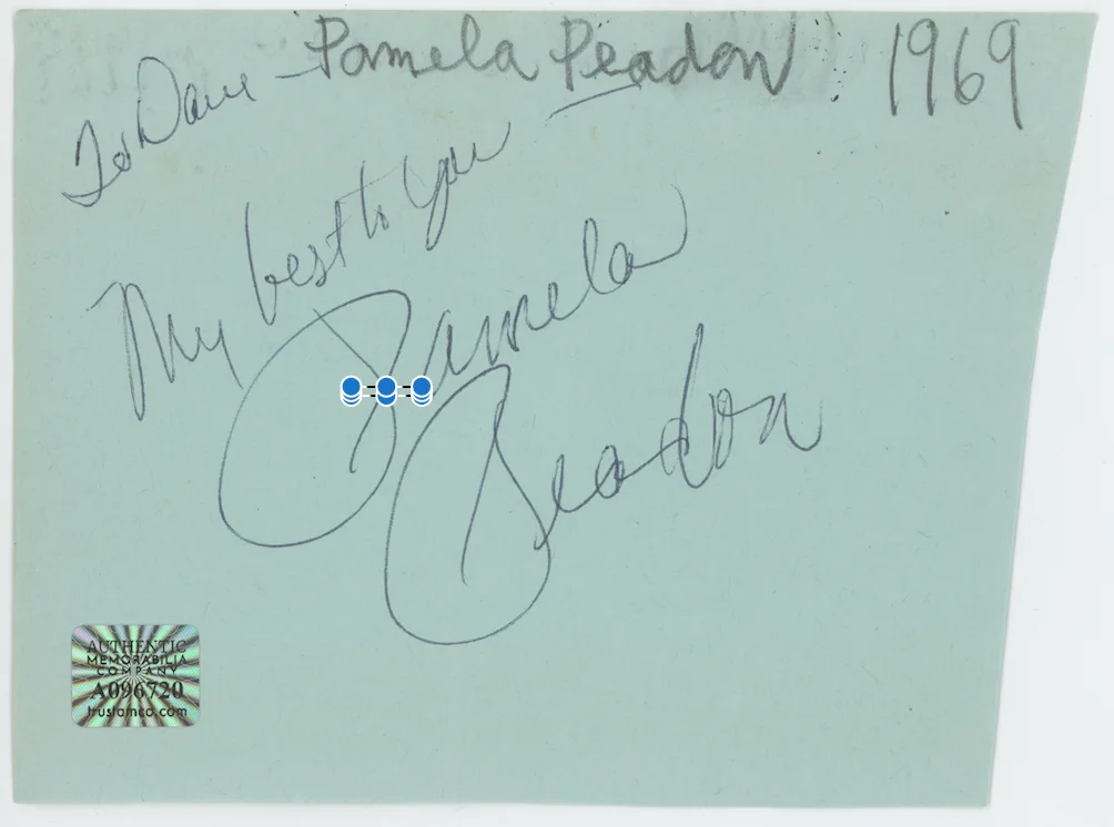 Alexis Smith & Pamela Peadon Autographed Signed Album Page AMCo COA 31873, изображение 2