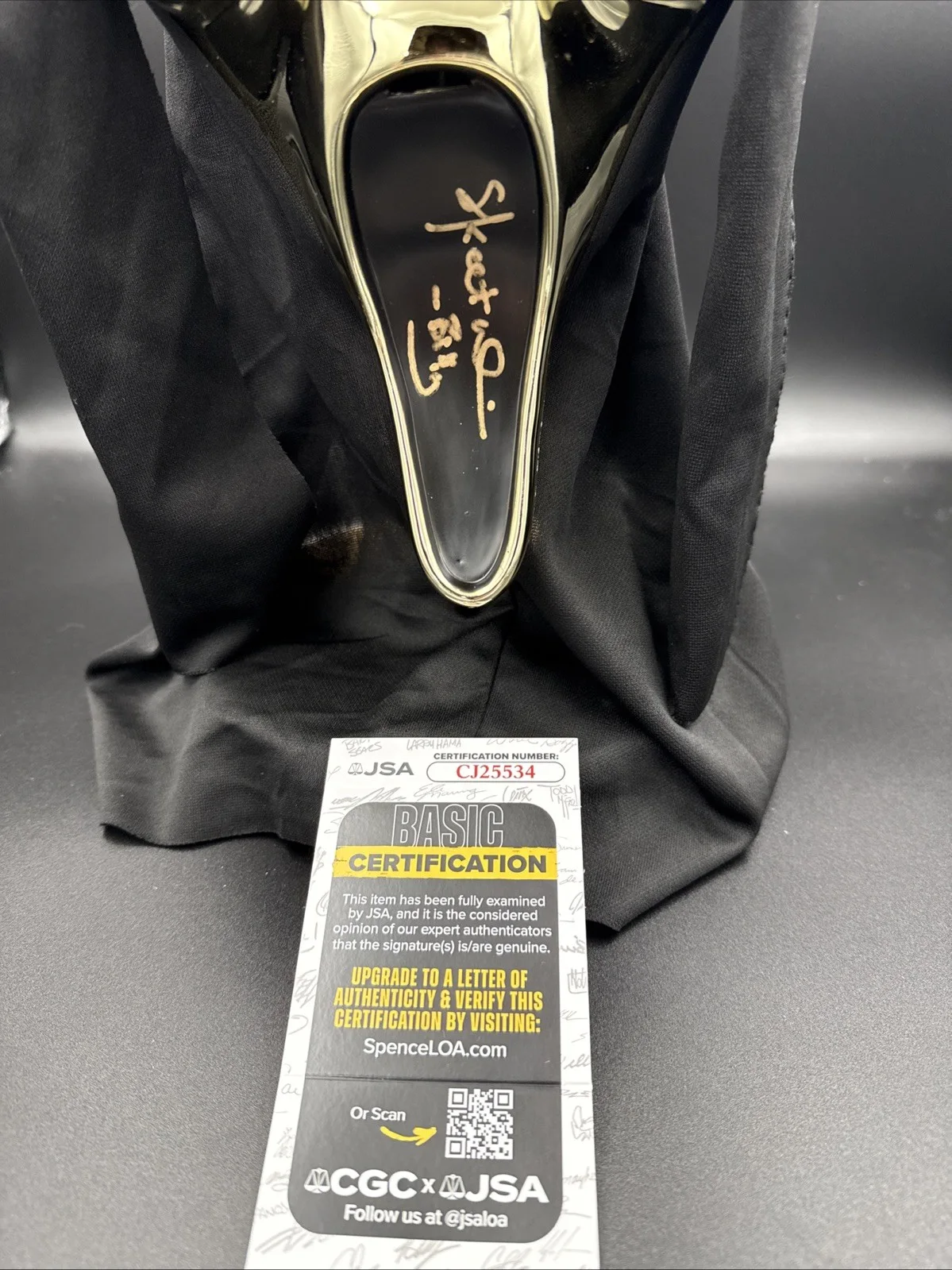 Skeet Ulrich — Skeet Ulrich Signed Ghostface Golden Fun World Mask Scream JSA COA Billy, image 2