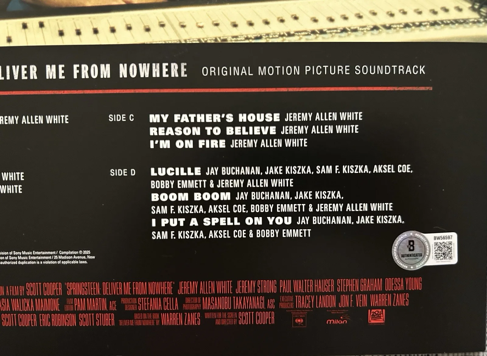JEREMY ALLEN WHITE SIGNED SPRINGSTEEN DELIVER ME FROM NOWHERE VINYL BECKETT COA, image 5
