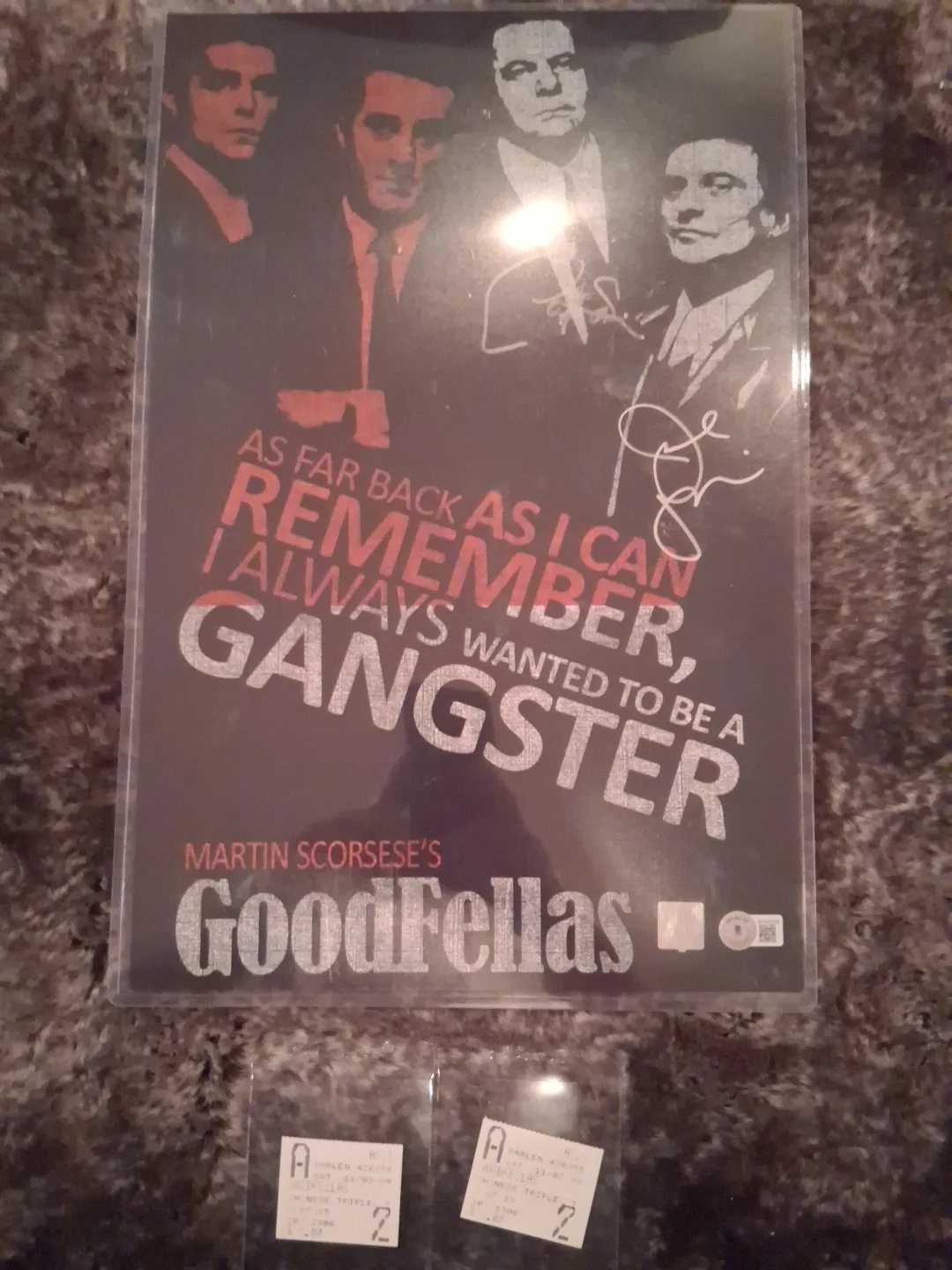 Joe Pesci + Paul Sorvino — Joe Pesci Authentic Signings W/Paul Sorvino Signed Goodfellas Poster+2 Tickets