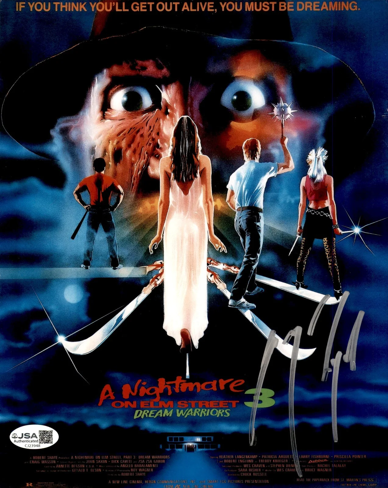 George Lynch — George Lynch Signed A Nightmare On Elm Street 3 8x10 Photo Dokken JSA COA