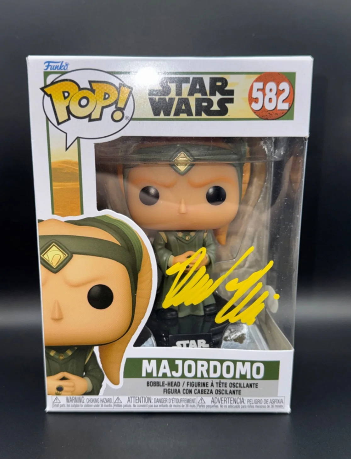DAVID PASQUESI — DAVID PASQUESI signed auto MAJORDOMO FUNKO POP FIGURE #582 STAR WARS w/ COA JSA