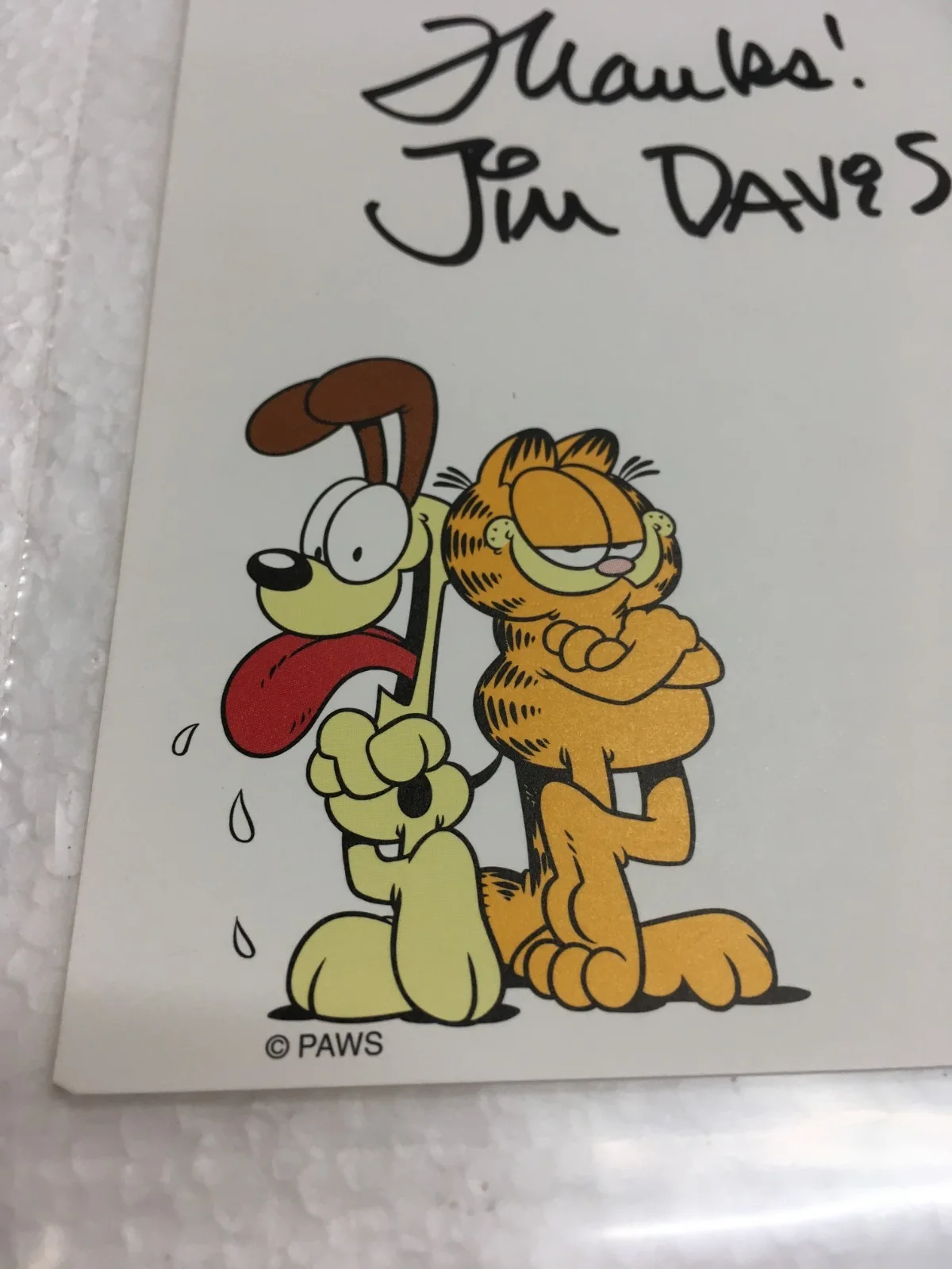 Jim Davis — JIM DAVIS Signed 4 1/2" x 6" Autograph Auto Garfield Odie Creator Card Vintage, изображение 2