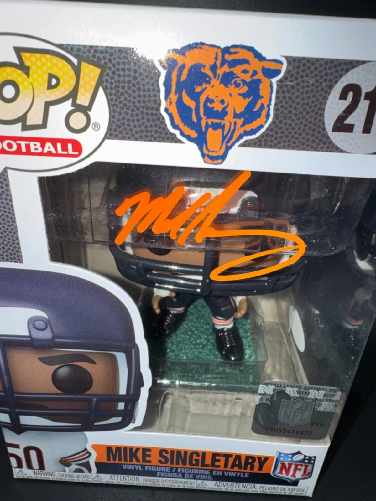 MIKE SINGLETARY — MIKE SINGLETARY signed auto CHICAGO BEAR FUNKO POP FIGURE #218 w/ COA JSA, изображение 2