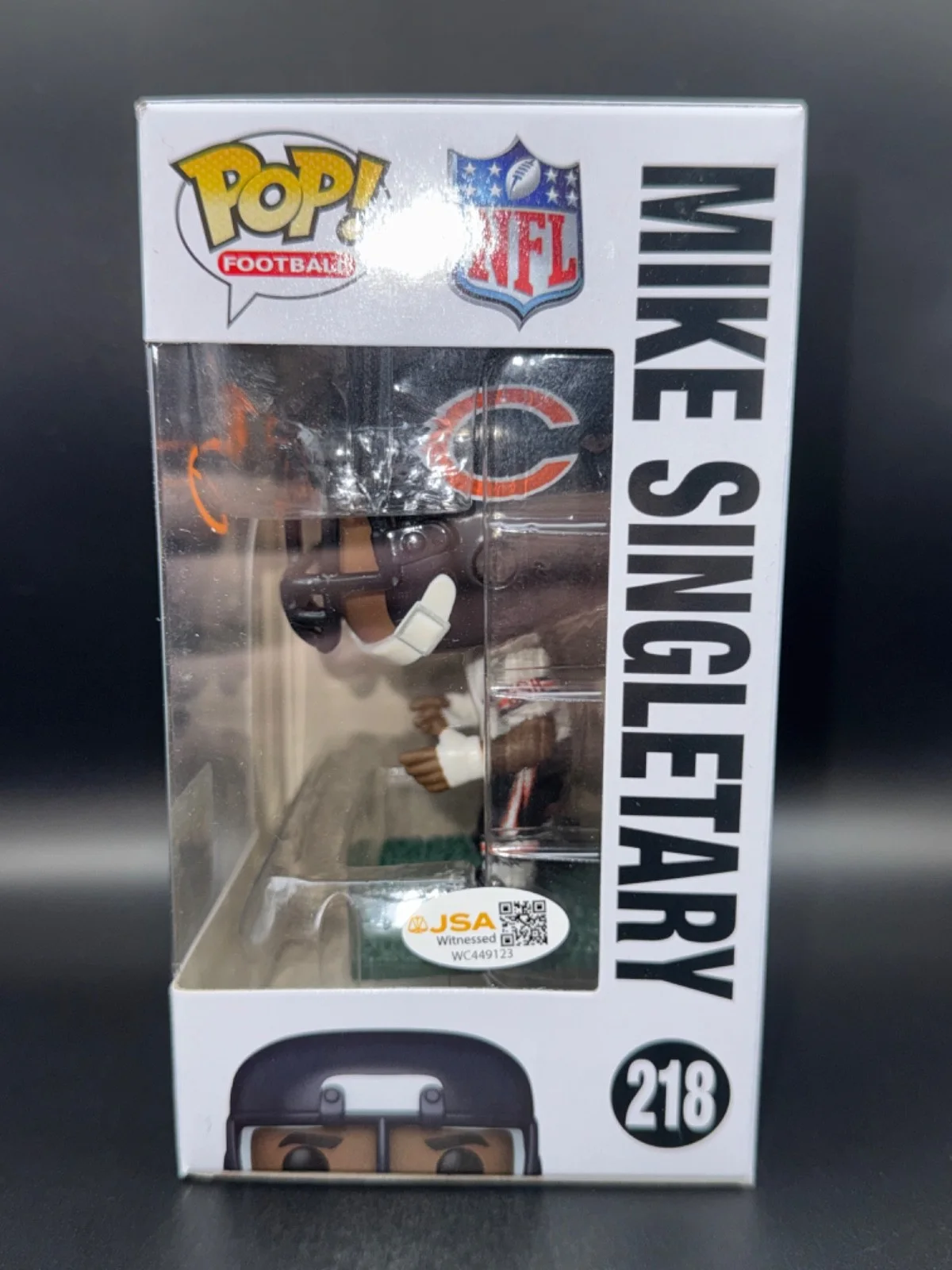 MIKE SINGLETARY — MIKE SINGLETARY signed auto CHICAGO BEAR FUNKO POP FIGURE #218 w/ COA JSA, изображение 3