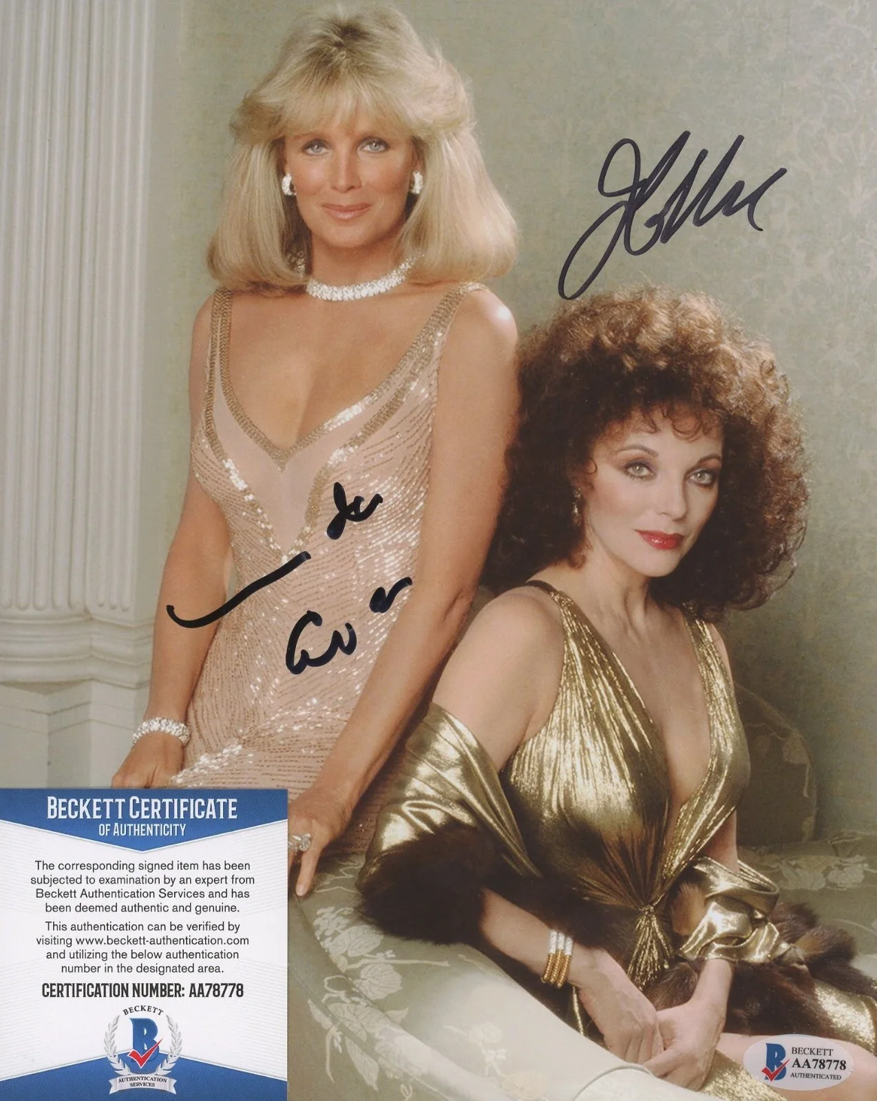 Joan Collins, Linda Evans — Joan Collins & Linda Evans Signed "Dynasty" 8x10 Photo (Beckett), изображение 2