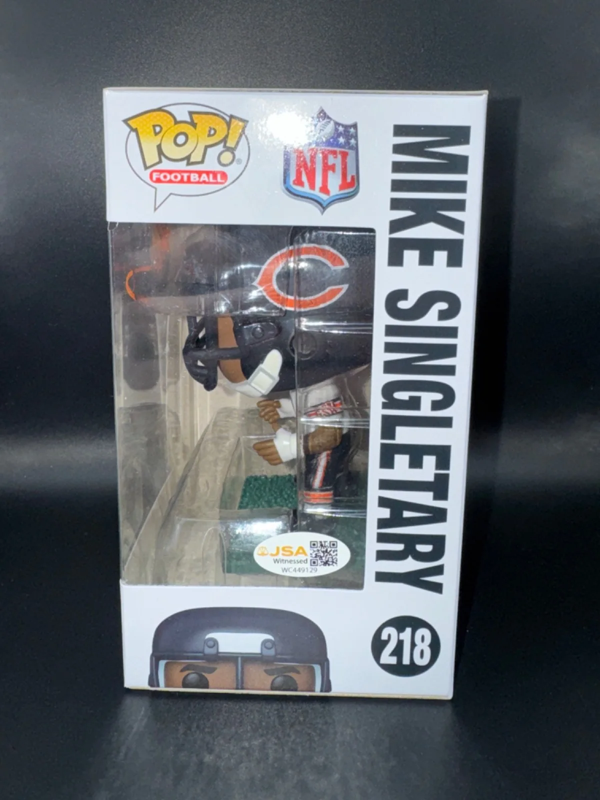 MIKE SINGLETARY — MIKE SINGLETARY signed auto CHICAGO BEAR FUNKO POP FIGURE #218 w/ COA JSA, изображение 2