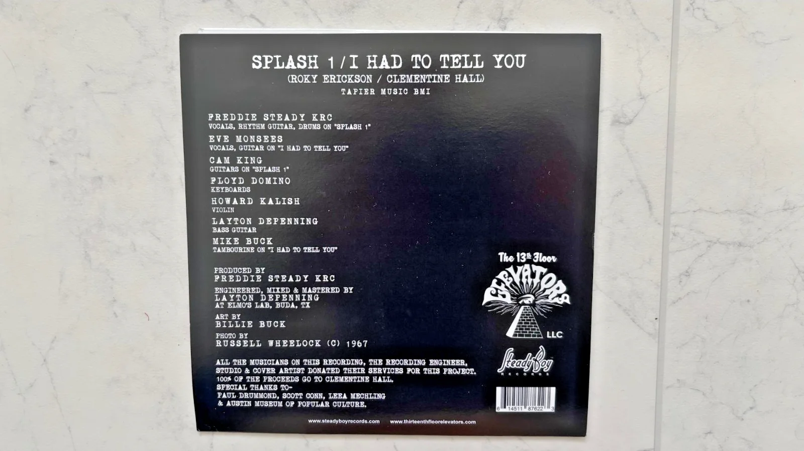 Freddie Steady Sing the Songs of Clementine Hall 13th Floor Elevators 7 " Vinyl, image 2