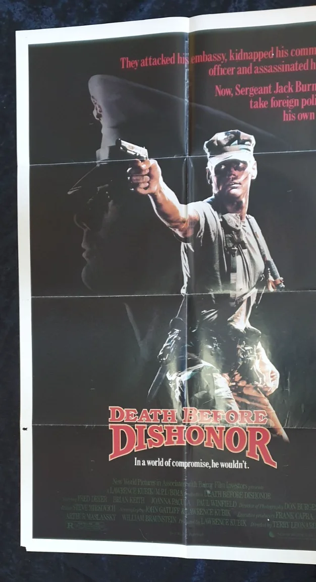 DEATH BEFORE DISHONOR (1987) ORIGINAL US ONE SHEET MOVIE POSTER – FOLDED, image 2