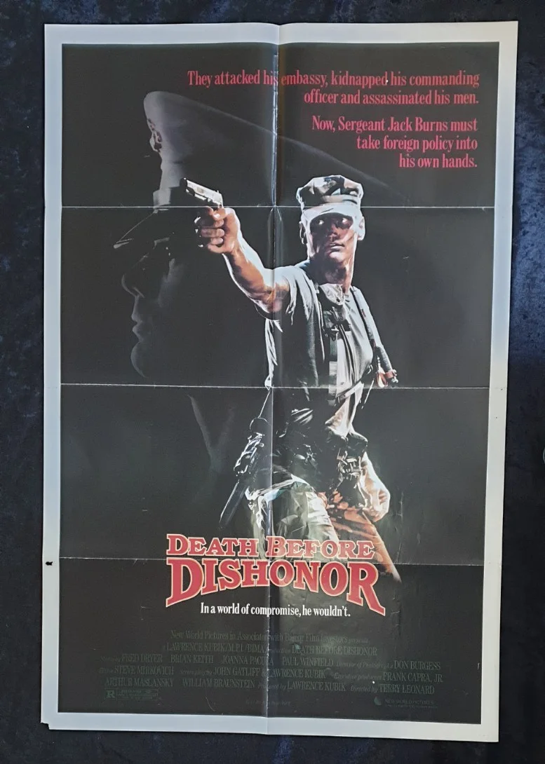 DEATH BEFORE DISHONOR (1987) ORIGINAL US ONE SHEET MOVIE POSTER – FOLDED, image 3