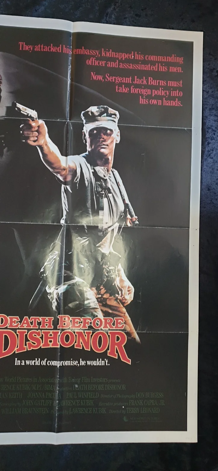 DEATH BEFORE DISHONOR (1987) ORIGINAL US ONE SHEET MOVIE POSTER – FOLDED, image 4