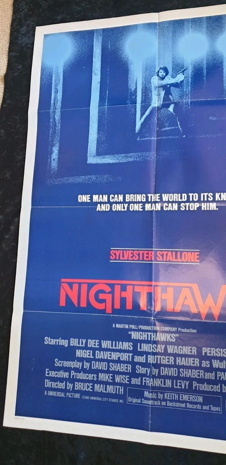 NIGHTHAWKS (1981) ORIGINAL US ONE SHEET MOVIE POSTER – SYLVESTER STALLONE – FOLD, image 2