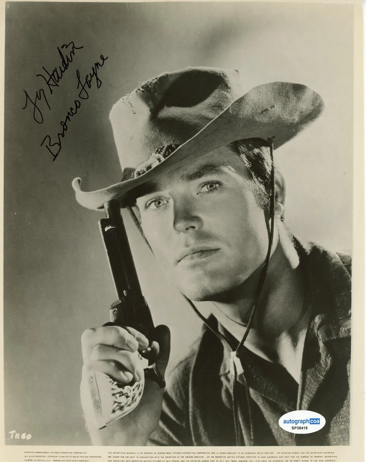 Ty Hardin — Ty Hardin "Bronco" AUTOGRAPH Signed 'Bronco Layne' Autographed 8x10 Photo ACOA, изображение 2