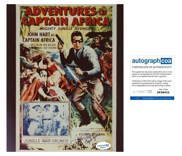 John Hart — John Hart "Adventures of Captain Africa" AUTOGRAPH Signed 8x10 Photo ACOA