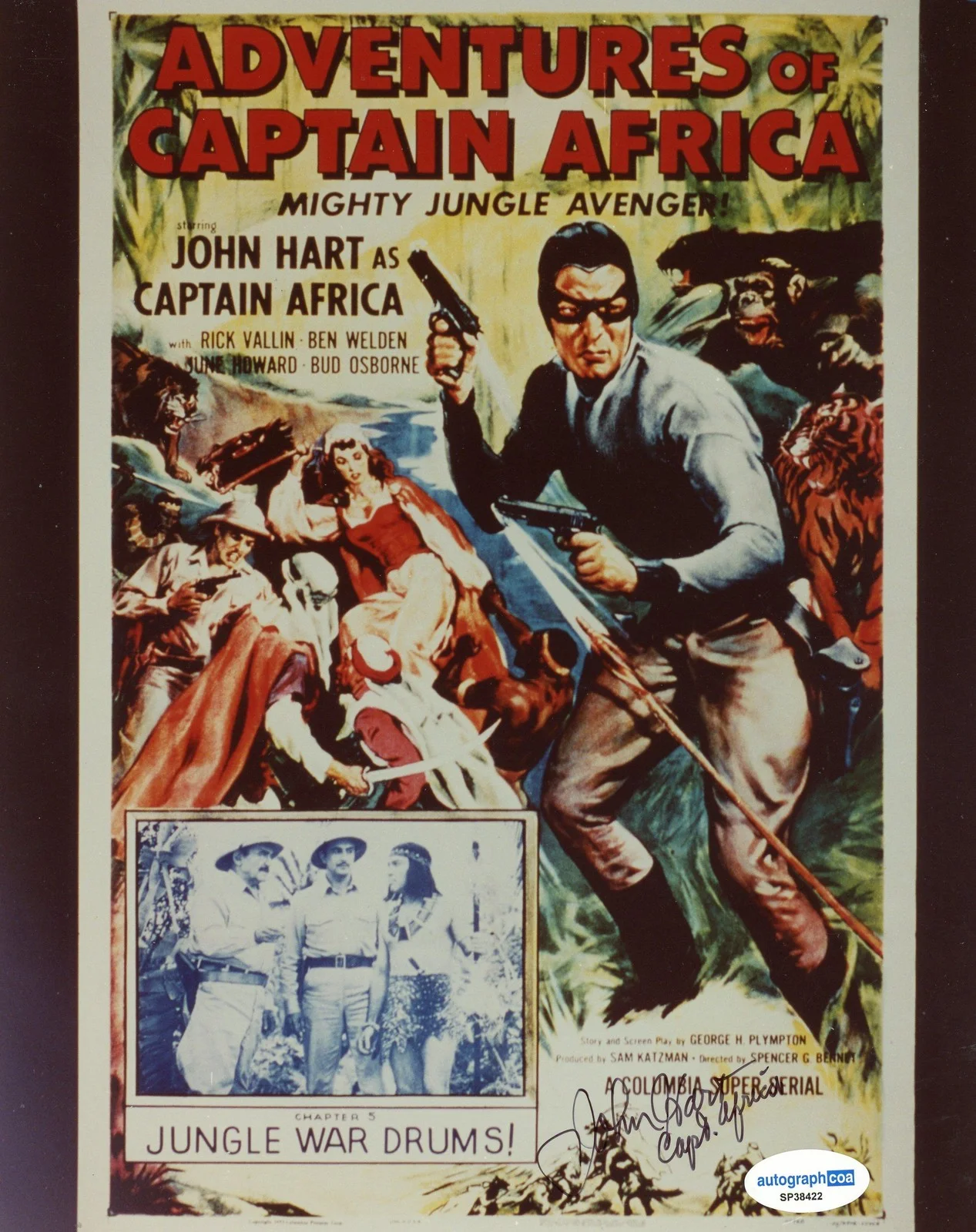 John Hart — John Hart "Adventures of Captain Africa" AUTOGRAPH Signed 8x10 Photo ACOA, изображение 2