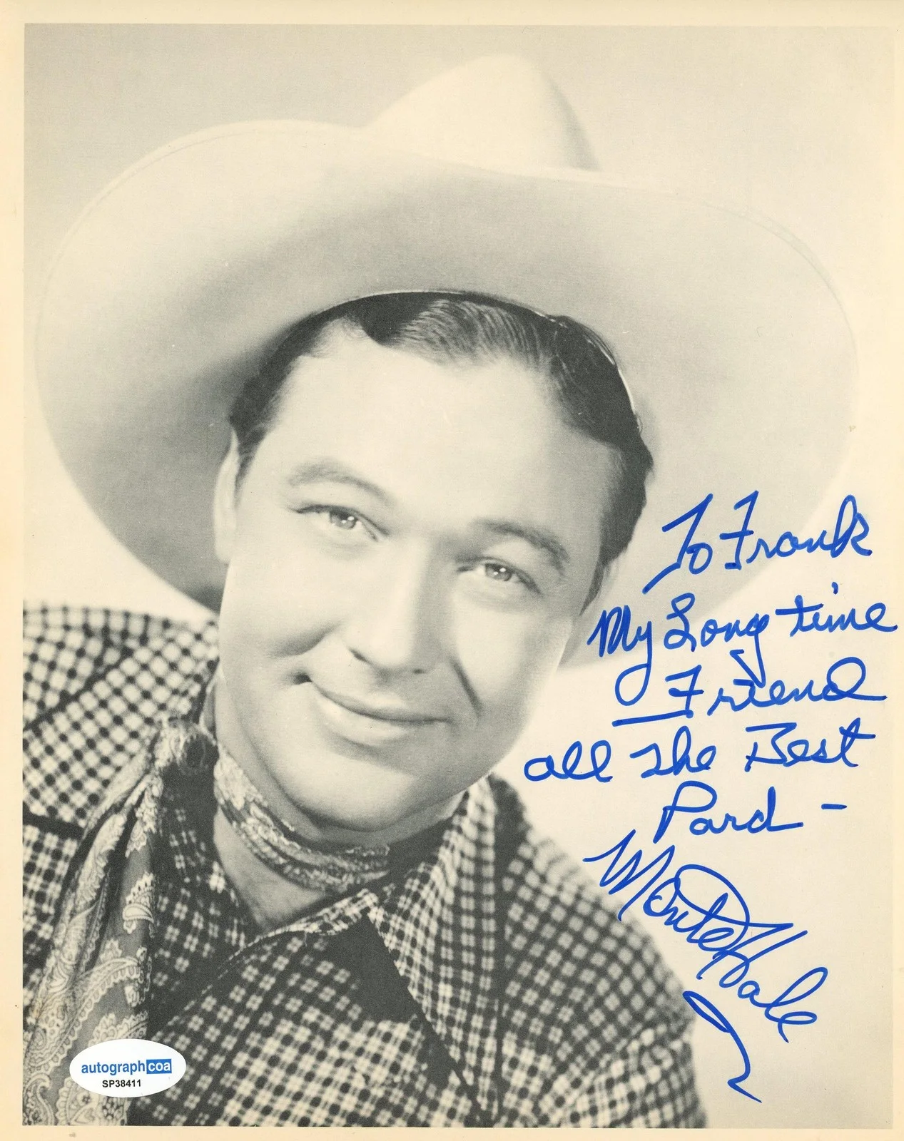 Monte Hale — Monte Hale "Out California Way" SIGNED Singing Cowboy 8x10 Photo 'To Frank' ACOA, изображение 2