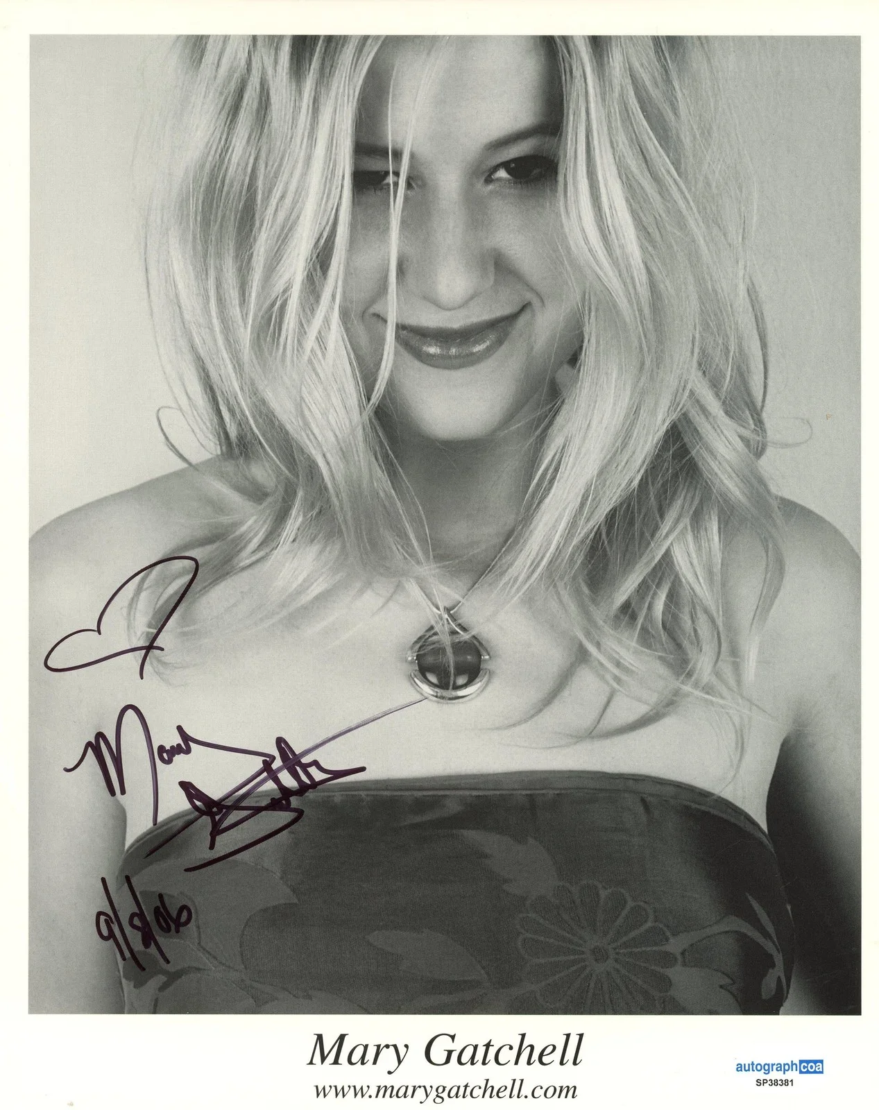 Mary Gatchell — Mary Gatchell "You've Been on My Mind" Singer AUTOGRAPH Signed 8x10 Photo ACOA, image 2
