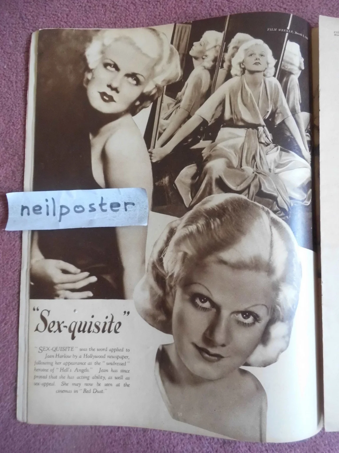 FILM WEEKLY (1933) UK mag KAY FRANCIS, JEAN HARLOW, изображение 2