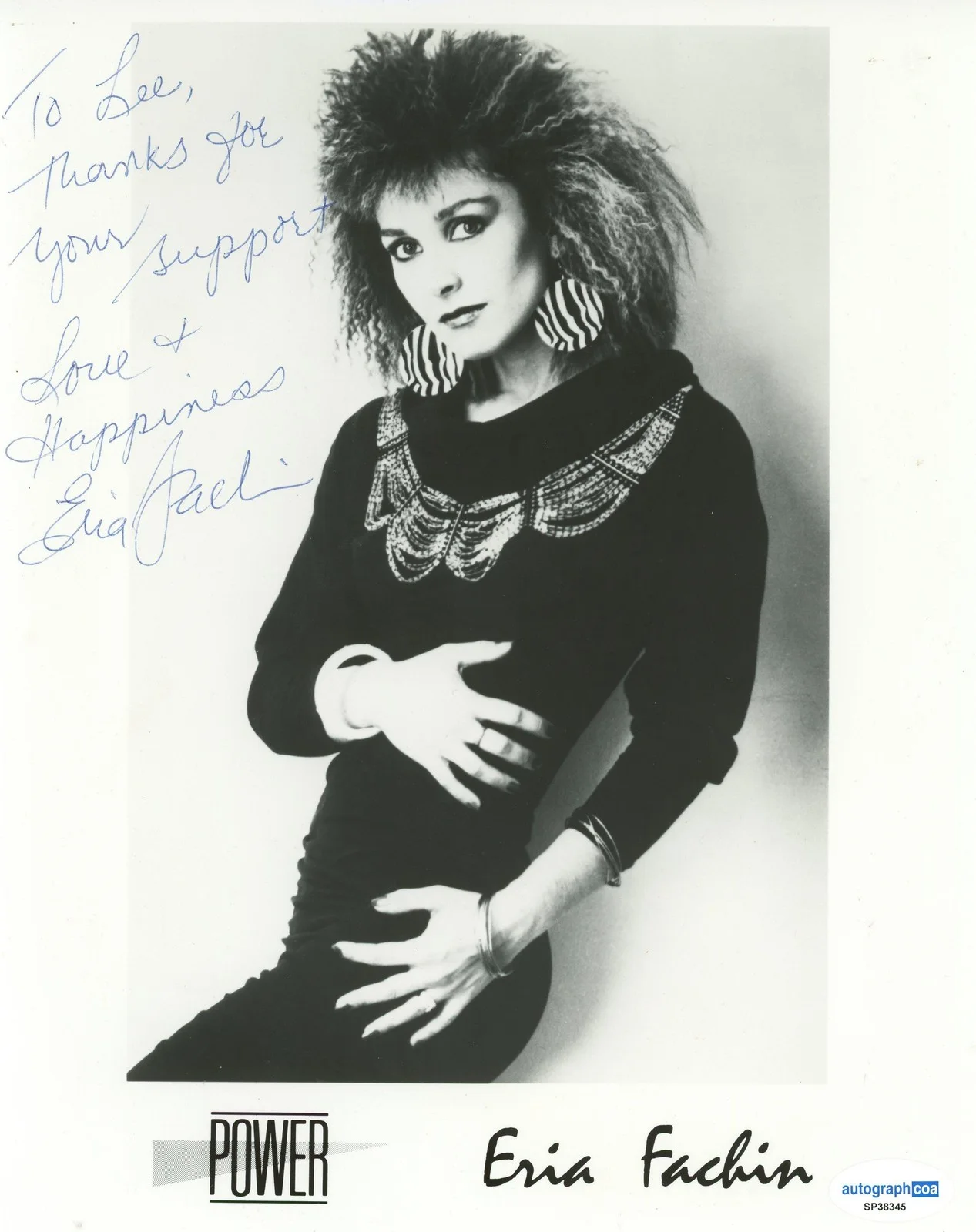 Eria Fachin — Eria Fachin "Savin' Myself" Singer AUTOGRAPH Signed 8x10 Photo 'To Lee' ACOA, изображение 2