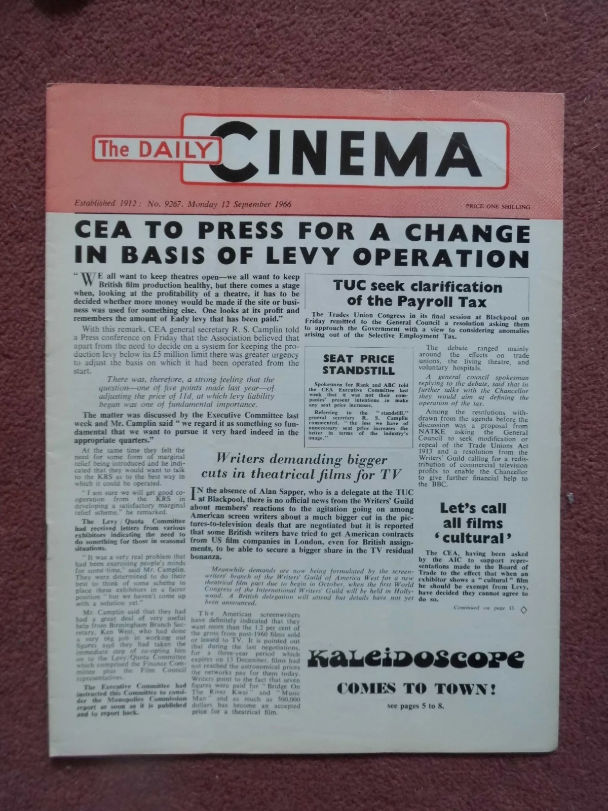 FILM PREMIERE PHOTOS in 1966 UK trade mag DAILY CINEMA, изображение 2