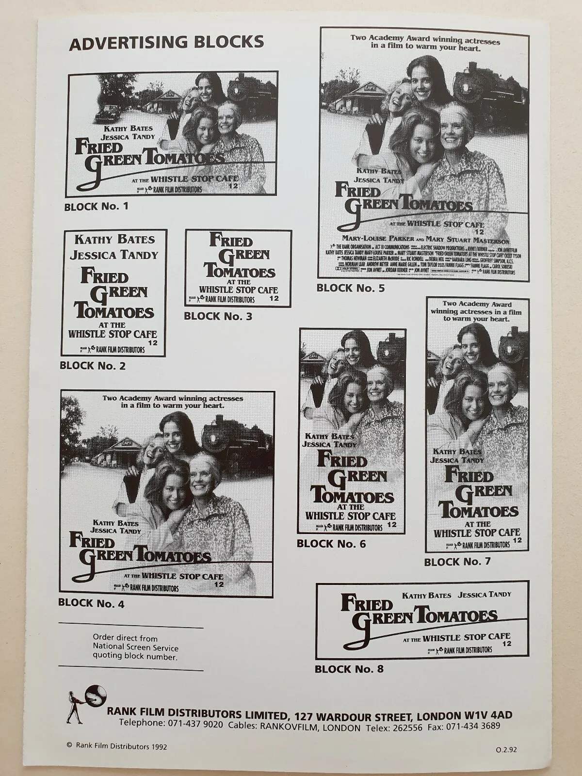 FRIED GREEN TOMATOES - ORIGINAL UK PRESSBOOK & SYNOPSIS BOOKLET - KATHY BATES, изображение 3