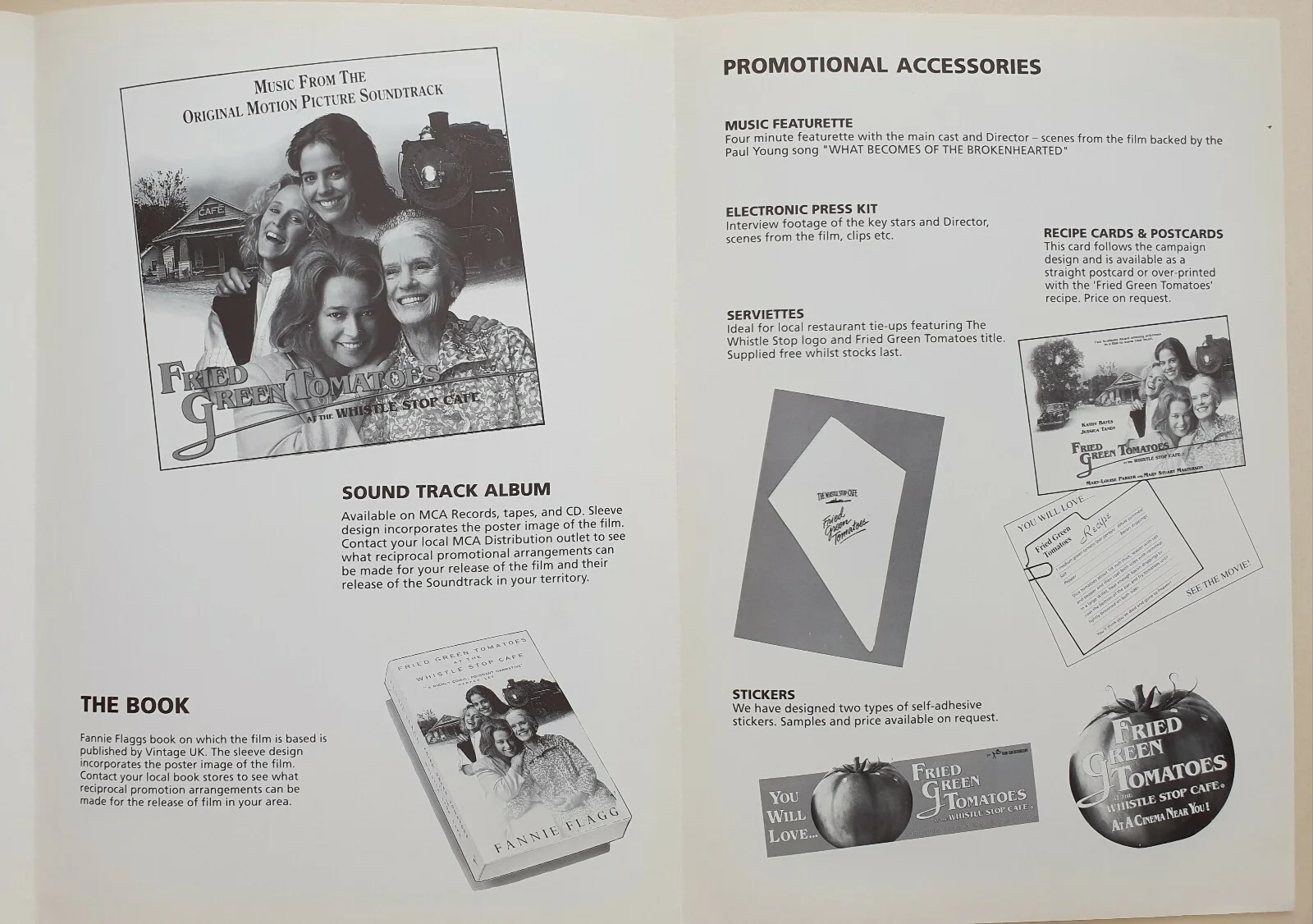 FRIED GREEN TOMATOES - ORIGINAL UK PRESSBOOK & SYNOPSIS BOOKLET - KATHY BATES, изображение 5