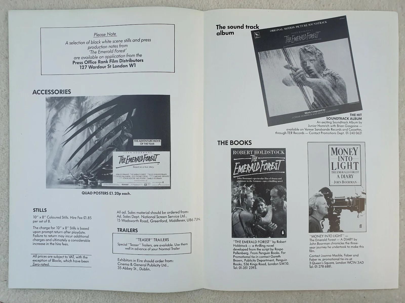 EMERALD FOREST ORIGINAL 1985 UK PRESSBOOK & SYNOPSIS SHEET John Charley Boorman, изображение 3
