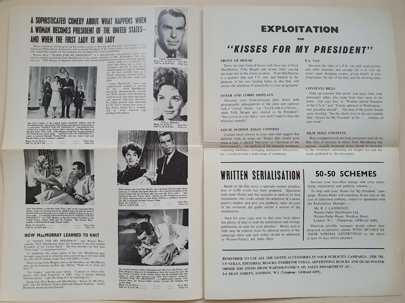 KISSES FOR MY PRESIDENT - VINTAGE UK PRESSBOOK - FRED McMURRAY, ARLENE DAHL 1964, изображение 3