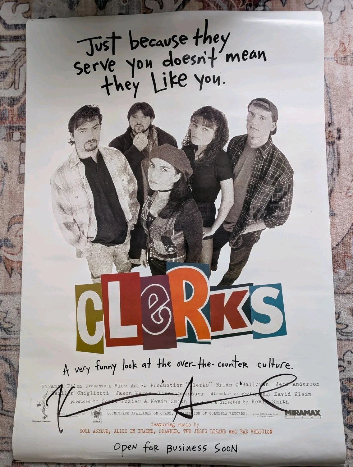 Kevin Smith — CLERKS - Kevin Smith Signed Full Size 27"x40" Movie Poster