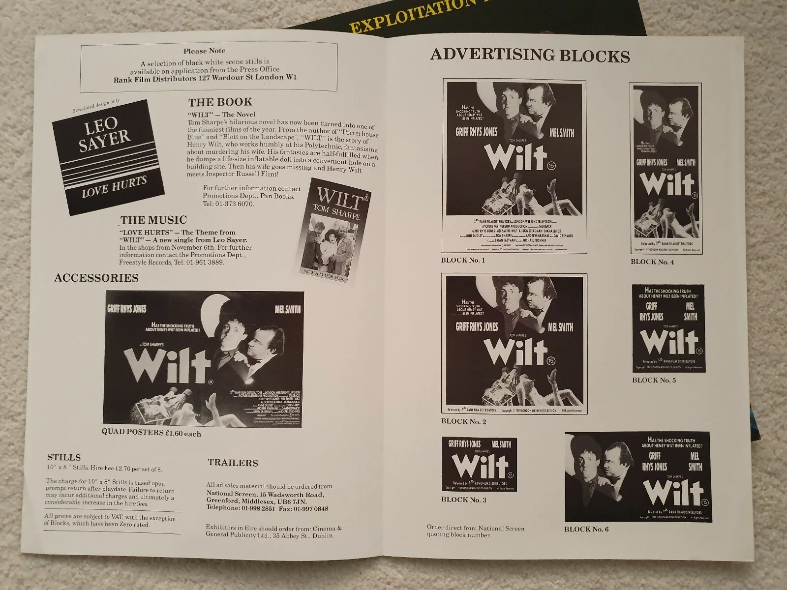 WILT - TWO ORIGINAL 1989 UK PRESSBOOKS - MEL SMITH, GRIFF RHYS JONES, A STEADMAN, image 2