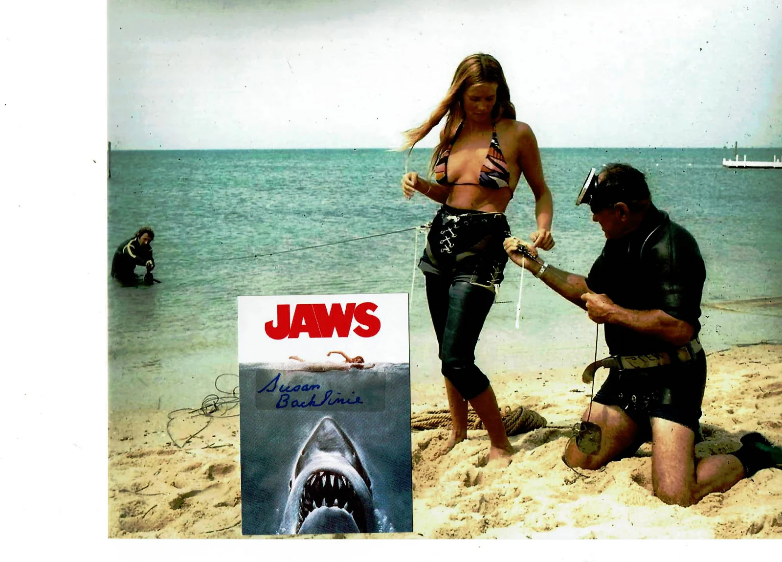 Jaws 1st Victim Susan Backlinie — JAWS 1st Victim autographed card & Blank Photo the late Susan Backlinie