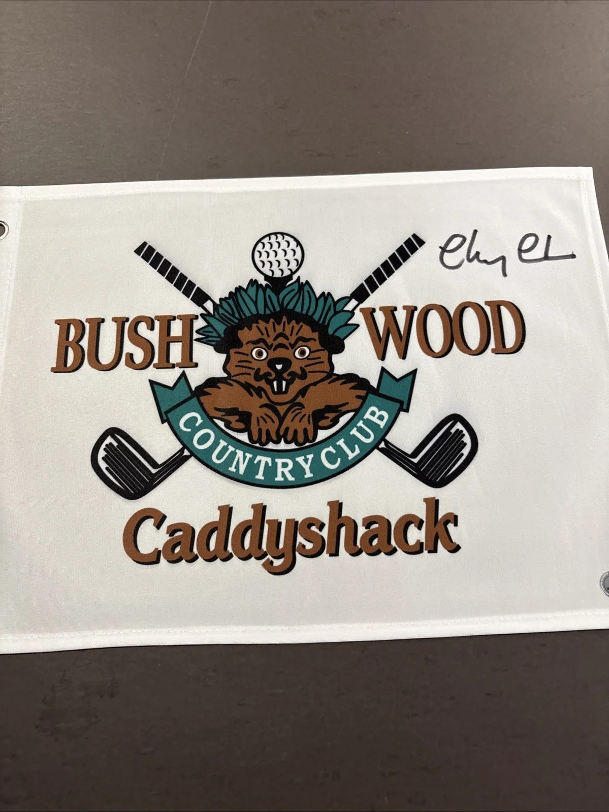 Chevy Chase — Chevy Chase Signed Bush Wood Golf Pin Flag -Caddyshack - Beckett Hologram, изображение 2