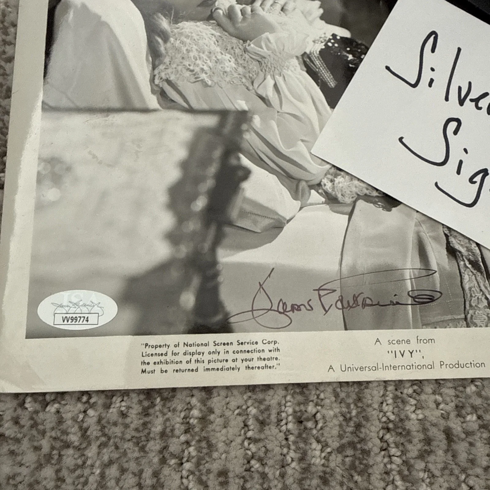 Joan Fontaine Stunning 8x10 Hand Signed Photo Autograph JSA COA Stamped 1947 IVY, изображение 4
