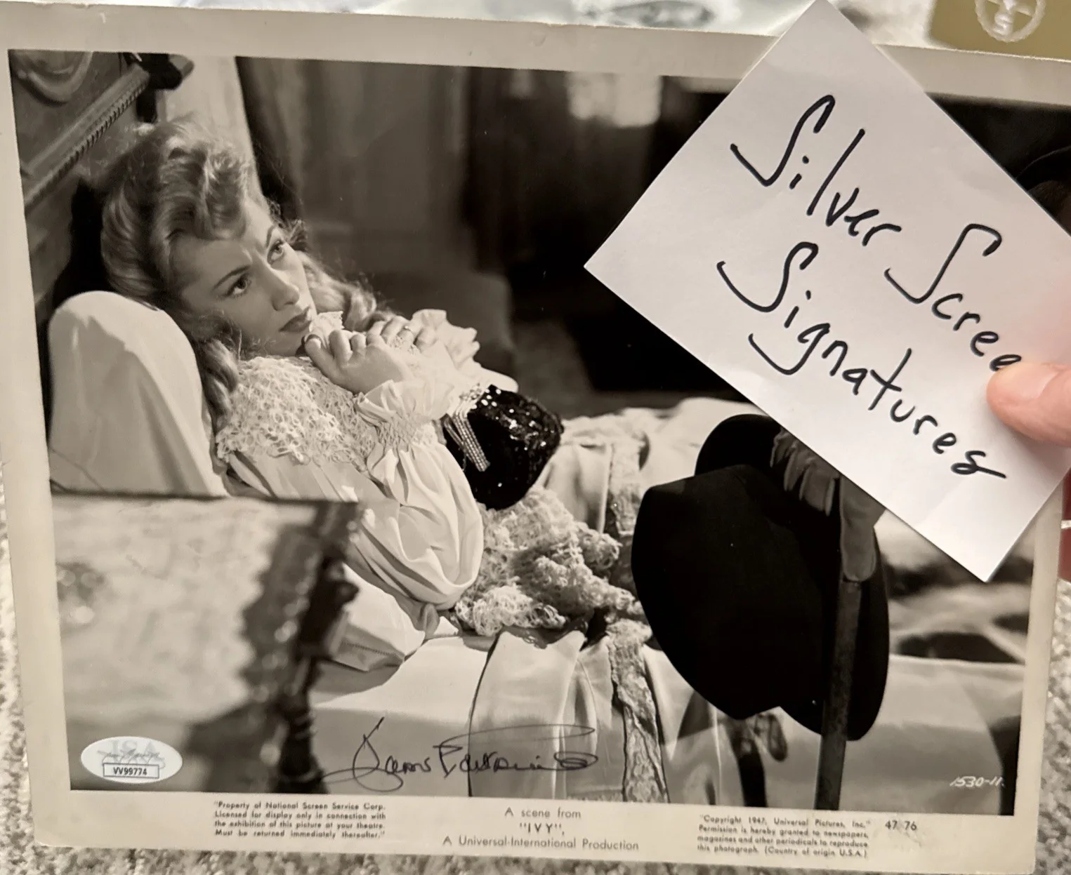 Joan Fontaine Stunning 8x10 Hand Signed Photo Autograph JSA COA Stamped 1947 IVY, изображение 5