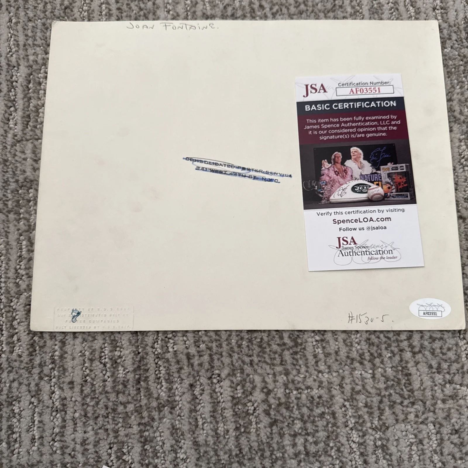 Joan Fontaine Stunning 8x10 Hand Signed Photo Autograph JSA COA Stamped 1947 IVY, изображение 3