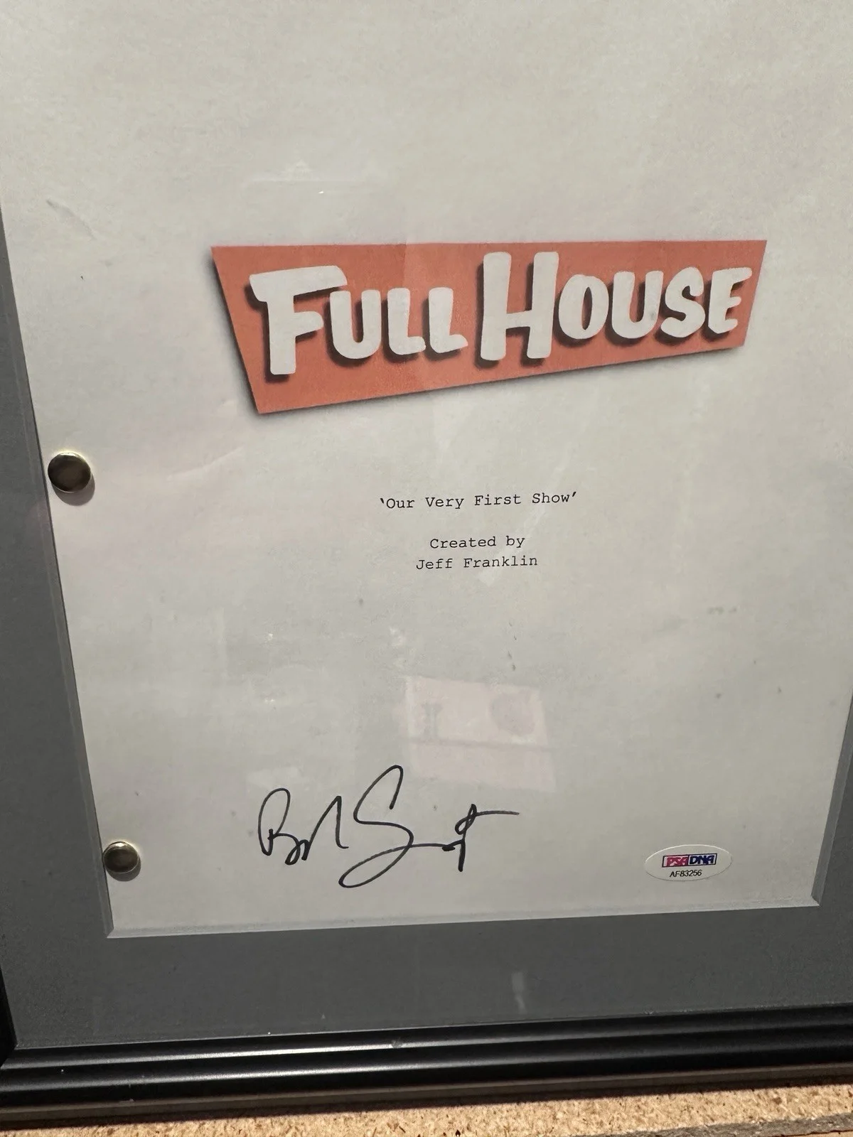 Bon Saget Signed Full House Pilot Script Cover PSA/DNA AF833256 Framed, image 2