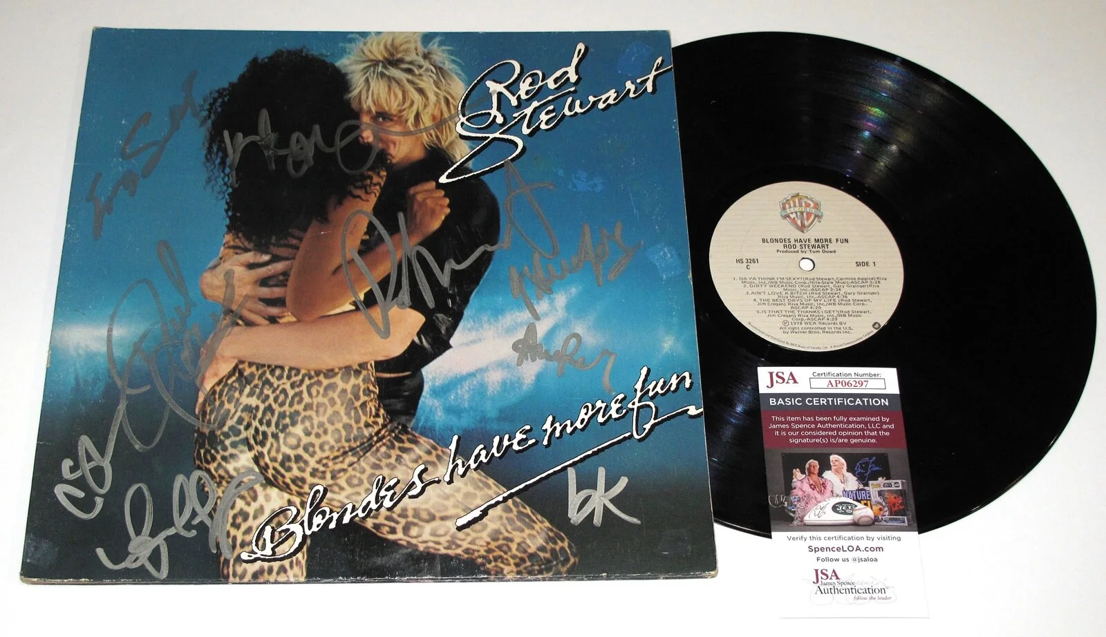 Rod Stewart, Band — ROD STEWART signed "BLONDES HAVE MORE FUN" Vinyl Album EXACT PROOF Band JSA COA, image 5