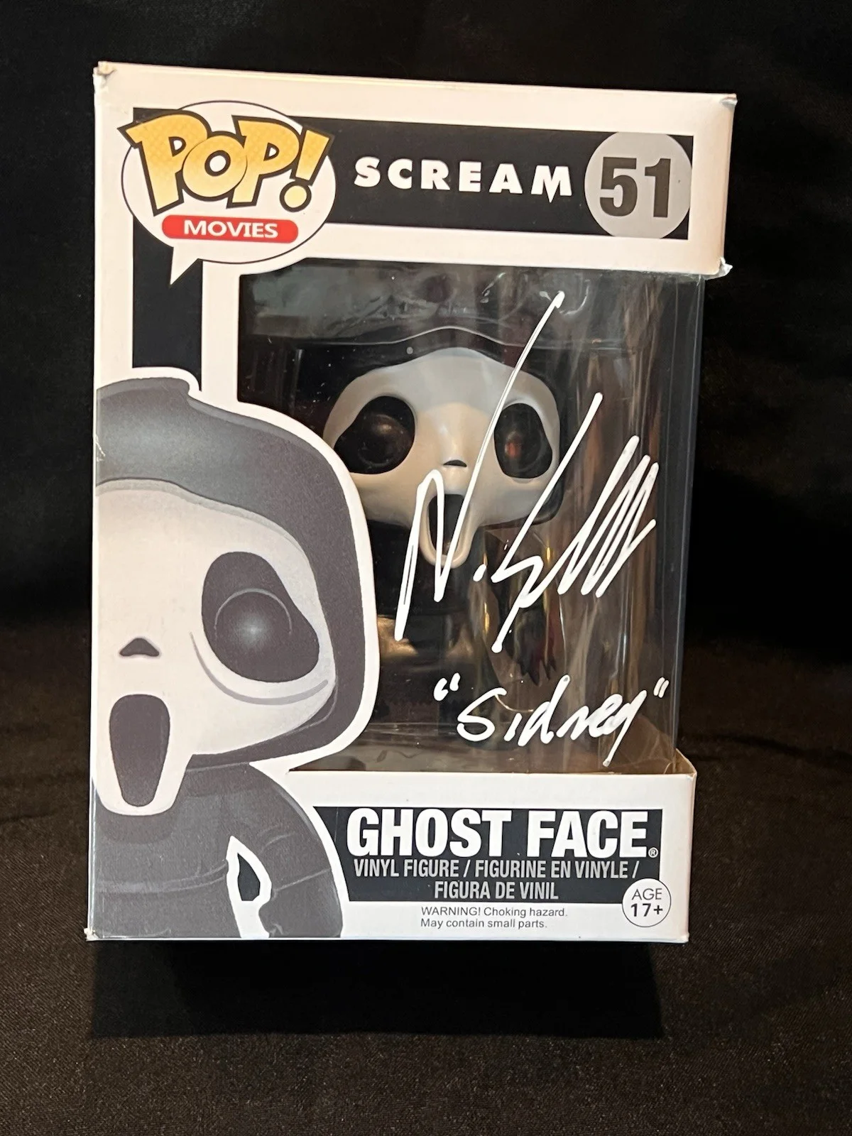Neve Campbell — Neve Campbell signed Funko Pop Ghostface Sidney Prescott Scream Beckett