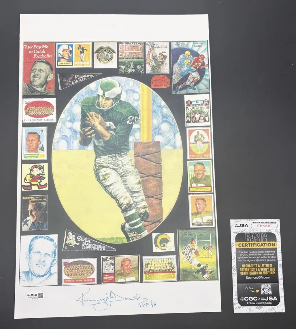 Tommy McDonald — 1998 Tommy McDonald Signed Goal Line Art 11”x17” Photo-JSA CI09840, изображение 4