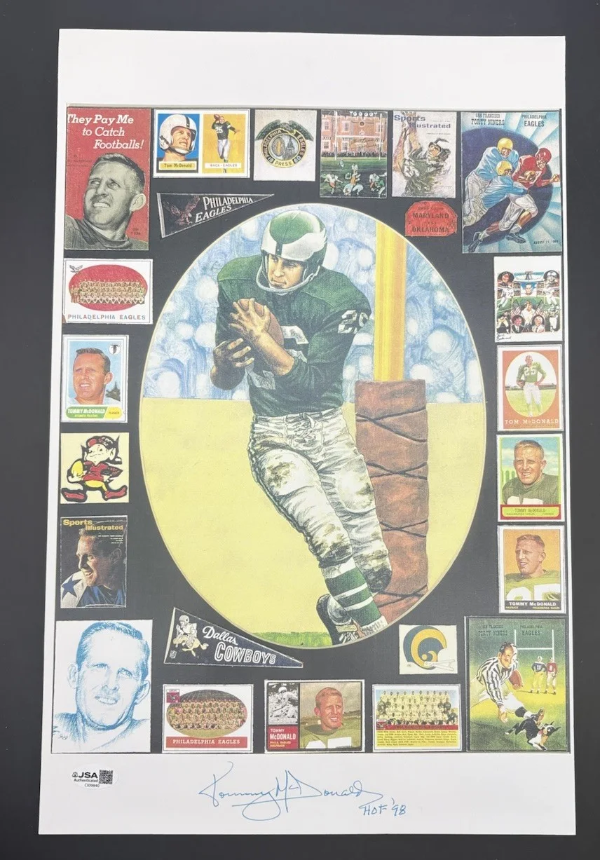 Tommy McDonald — 1998 Tommy McDonald Signed Goal Line Art 11”x17” Photo-JSA CI09840, изображение 5