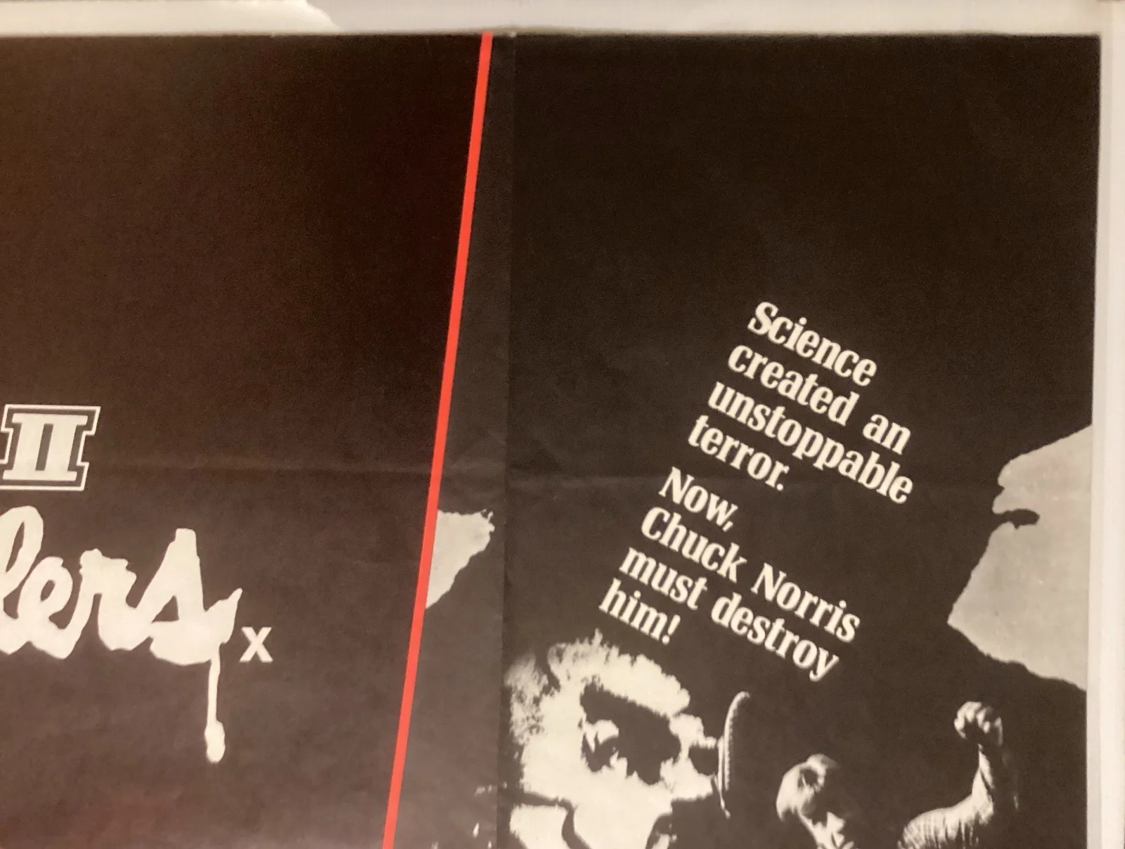 Piranha 2 Silent Rage Original Vintage UK Quad double bill poster Chuck Norris, image 5
