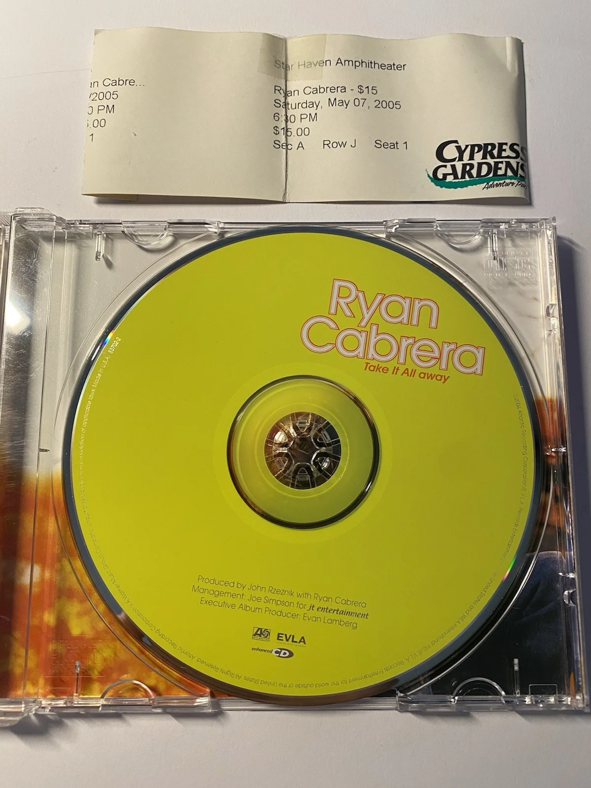 Ryan Cabrera Signed Autographed "Take it All Away" Music CD Compact Disc, image 2