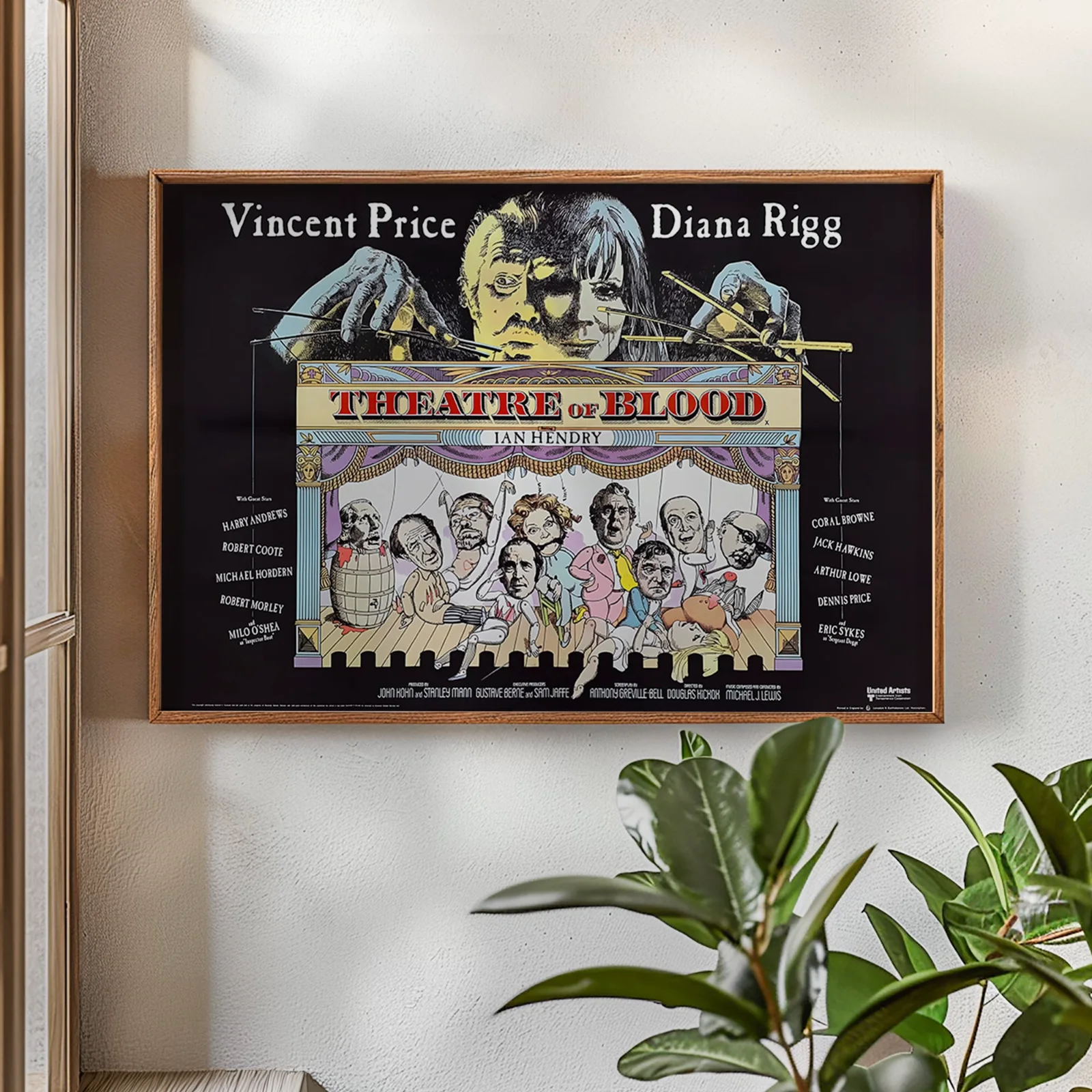 Theatre Of Blood - 1973 Starring Vincent Price - Restored 40" x 30" UK Quad, изображение 2
