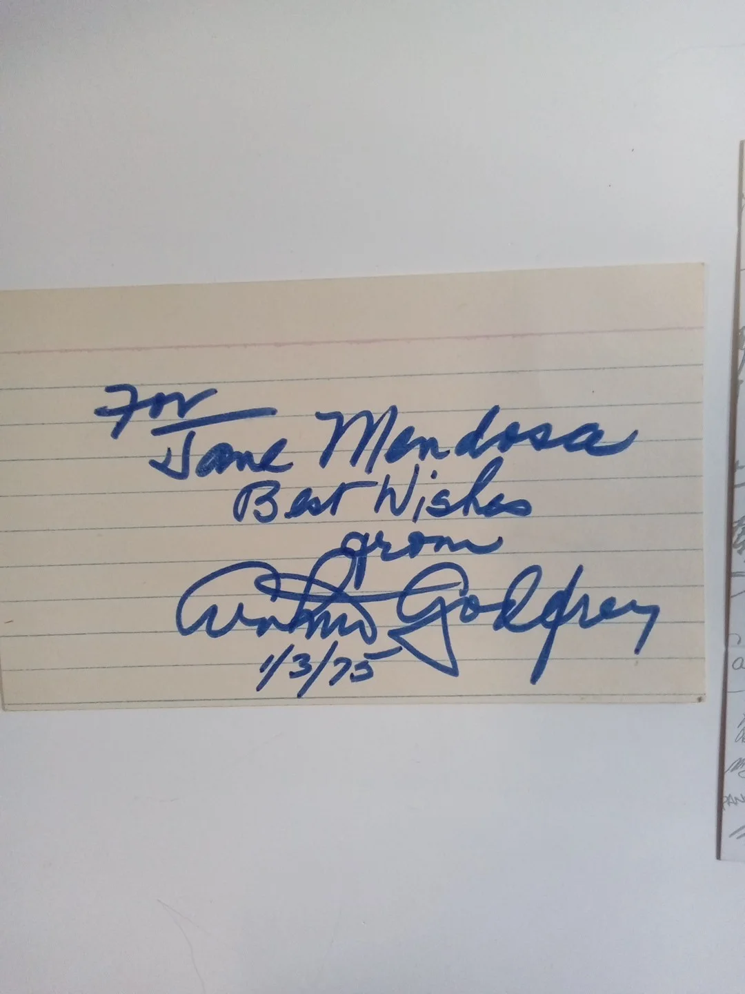 Arthur Godfrey Signed Index Card Radio TV Legend JSA, image 2